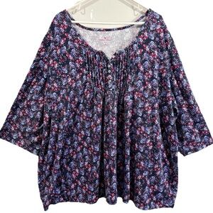 Woman Within Floral Boho Fall Blouse Casual Cottagecore Size 3X